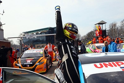 Tom celebrates win at Brands Hatch